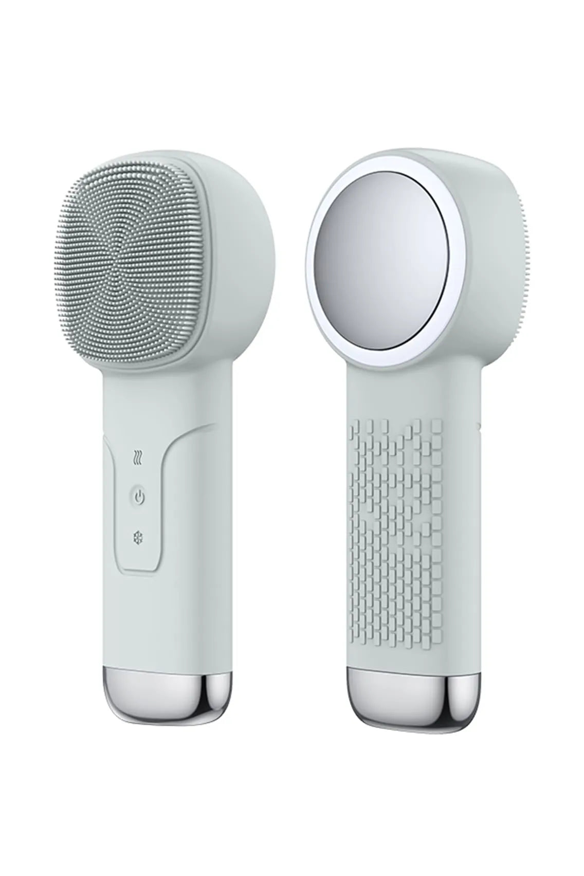 2-in-1 Electric Silicone Facial Cleansing Brush & Massager with Heating & Cooling Therapy for Deep Pore Cleaning