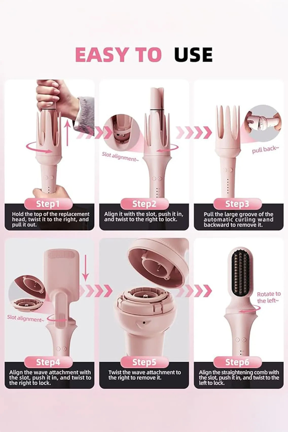 5-in-1 Automatic Hair Curler Set with Interchangeable Barrels, Straightener Brush & Waver Crimper for All Hairstyles