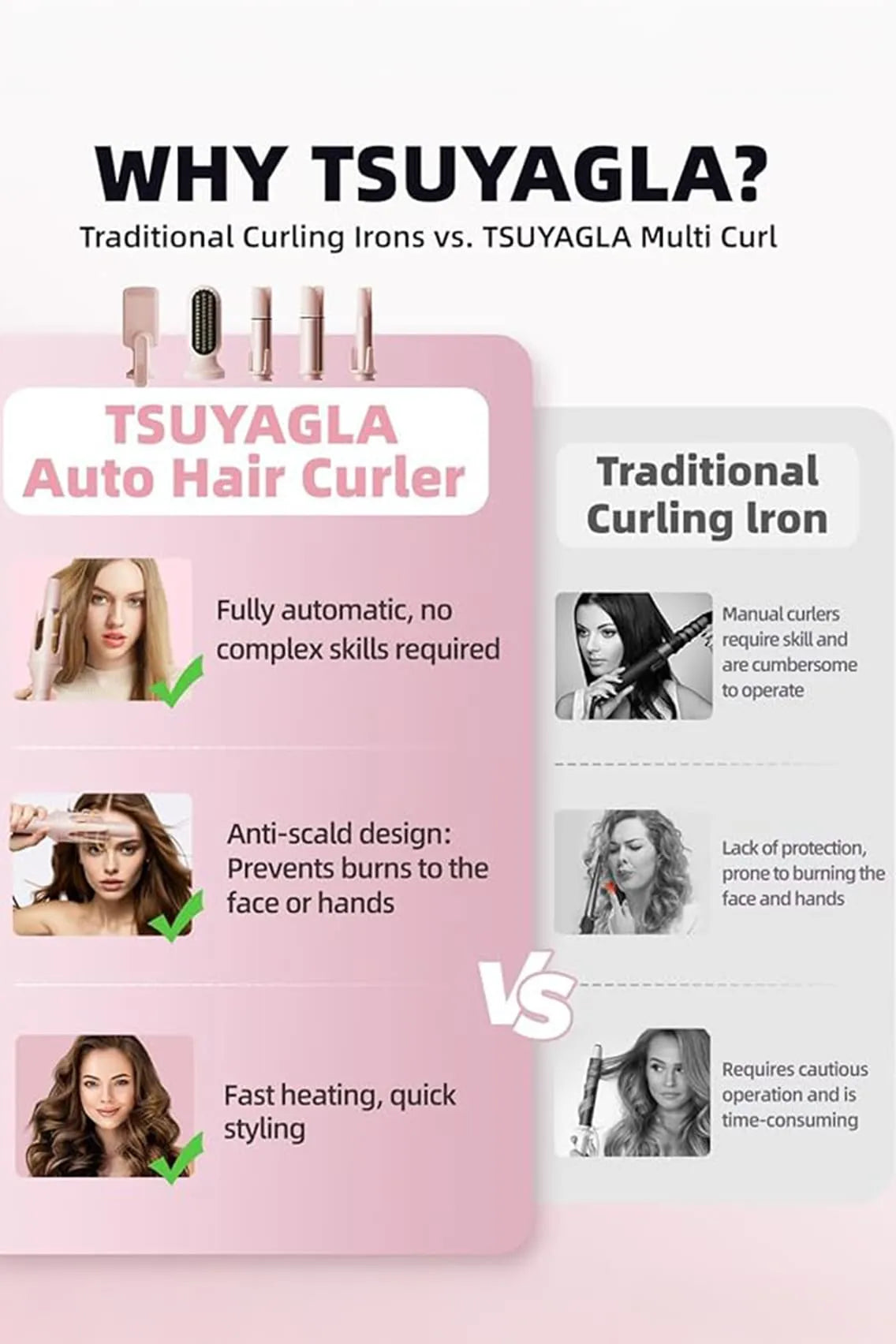 5-in-1 Automatic Hair Curler Set with Interchangeable Barrels, Straightener Brush & Waver Crimper for All Hairstyles
