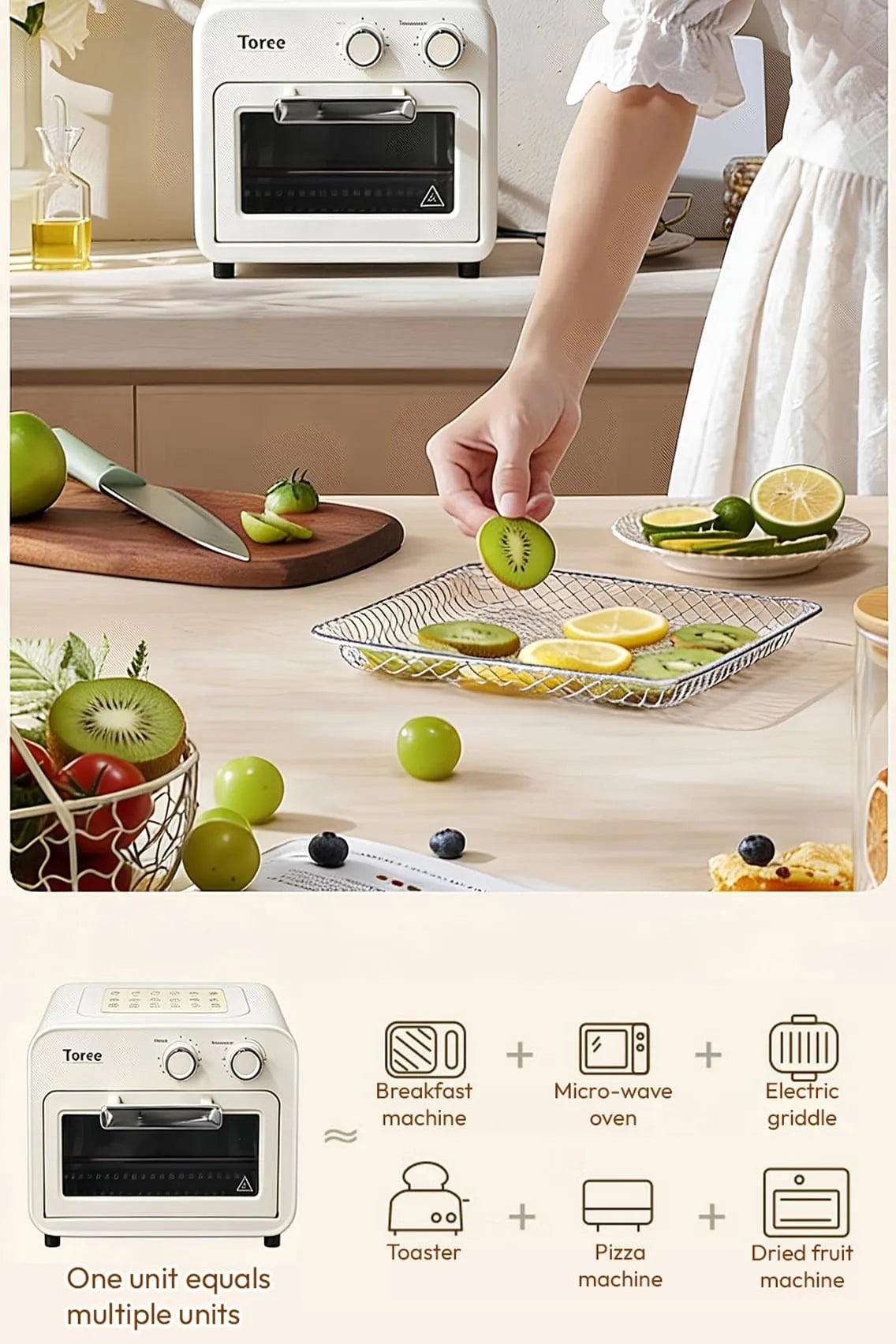 Toree 12L Air Fryer Oven 1000W with 360° Hot Air Circulation, Energy Efficient OTG & Electric Tandoor