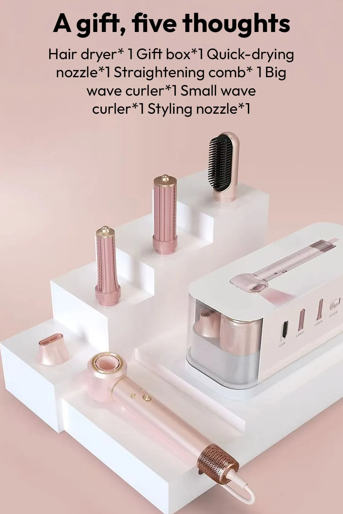 5-in-1 Professional Airstyler with Smart Airflow Motor & Multi-Styling Attachments
