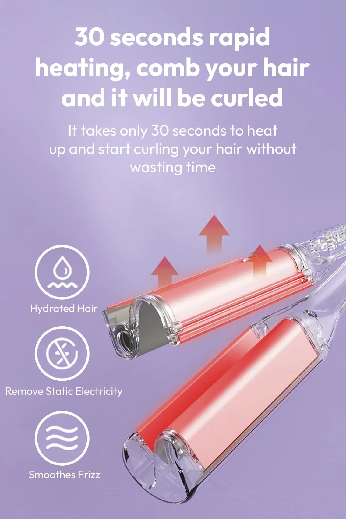 Ceramic Hair Curler with Fast Heating & Water Ripple Styling Technology 32mm