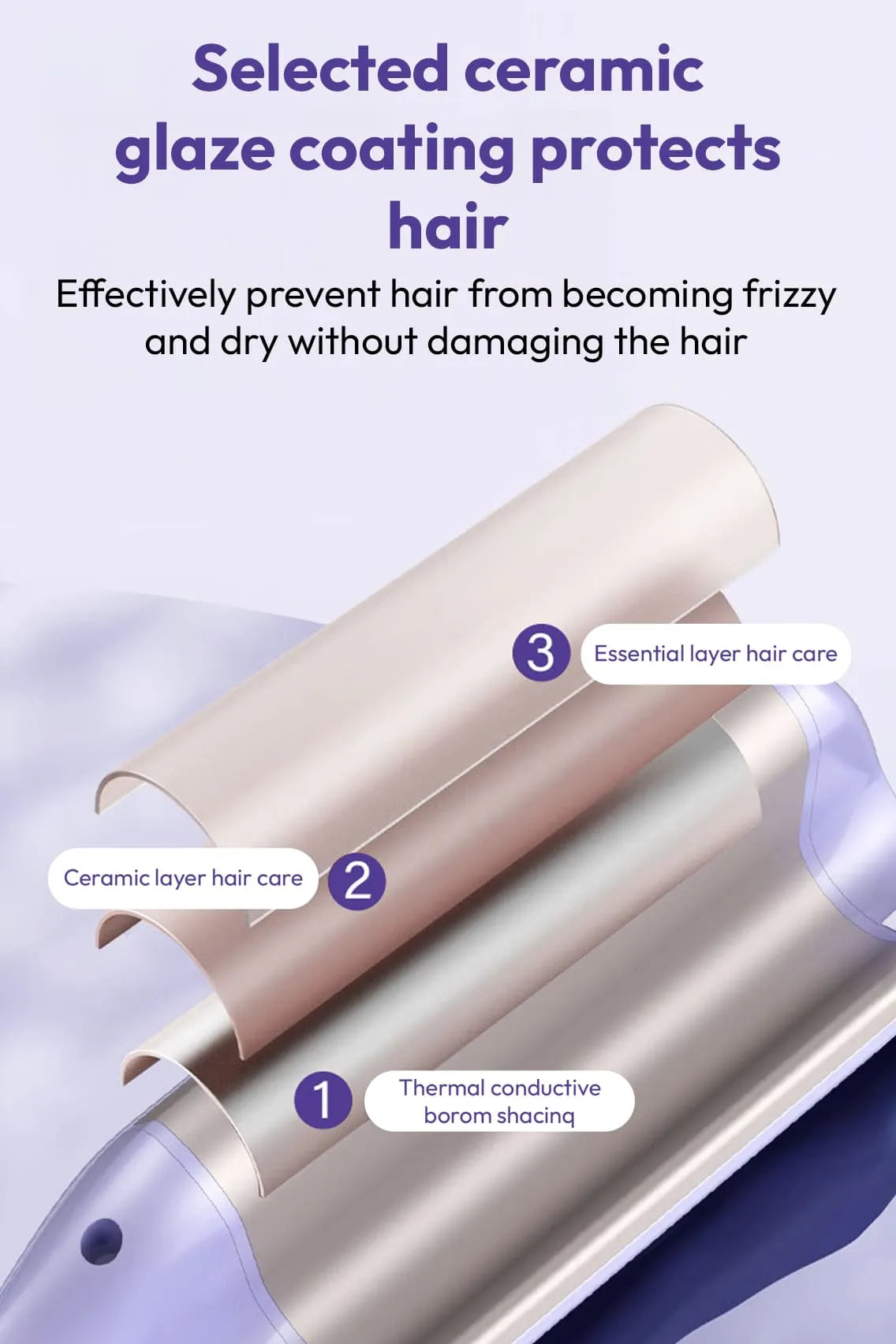Ceramic Hair Curler with Fast Heating & Water Ripple Styling Technology 32mm