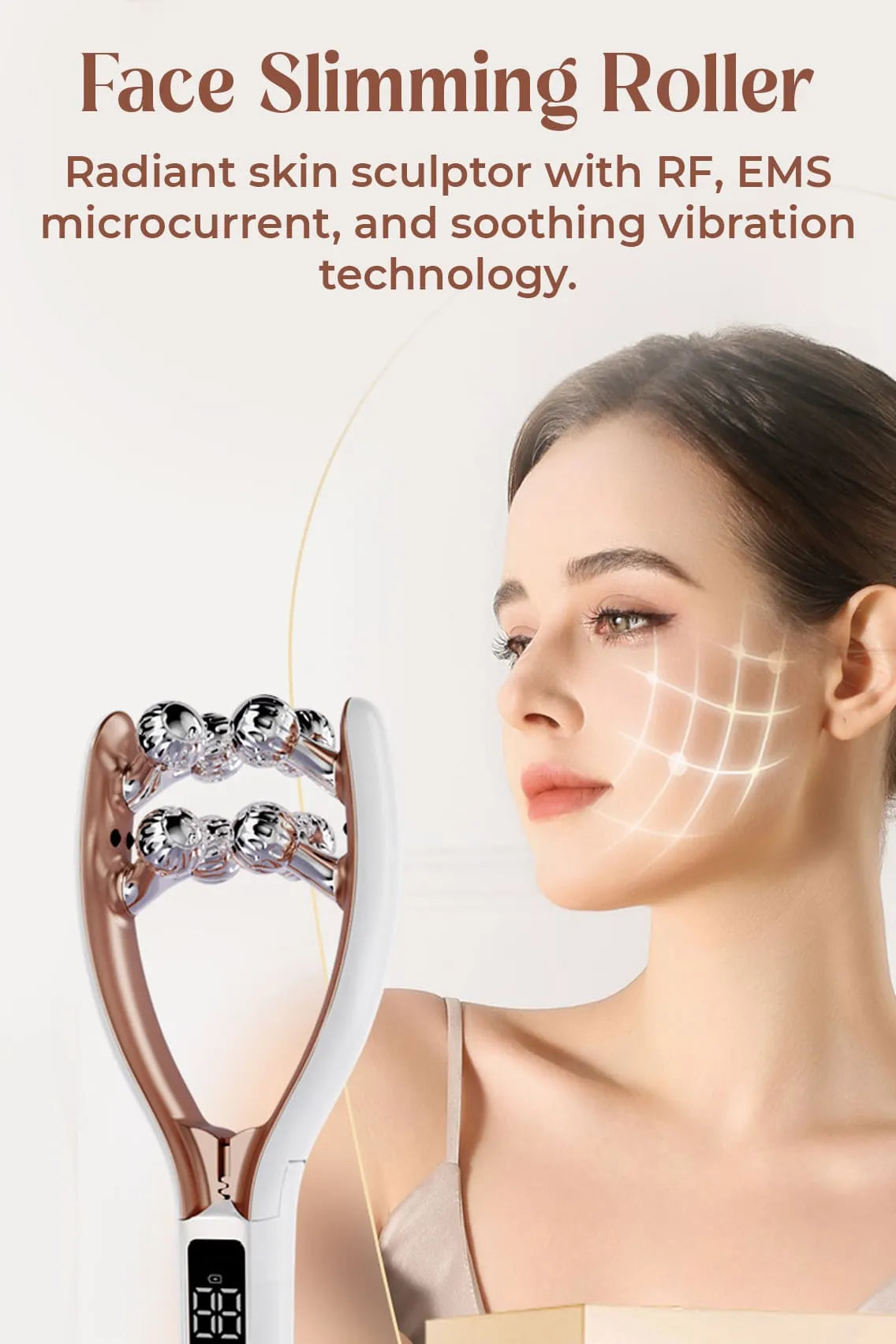 Electric 3D Face Slimming Roller Massager – Rechargeable Lifting & Tightening Device for Face, Neck & Body Massage