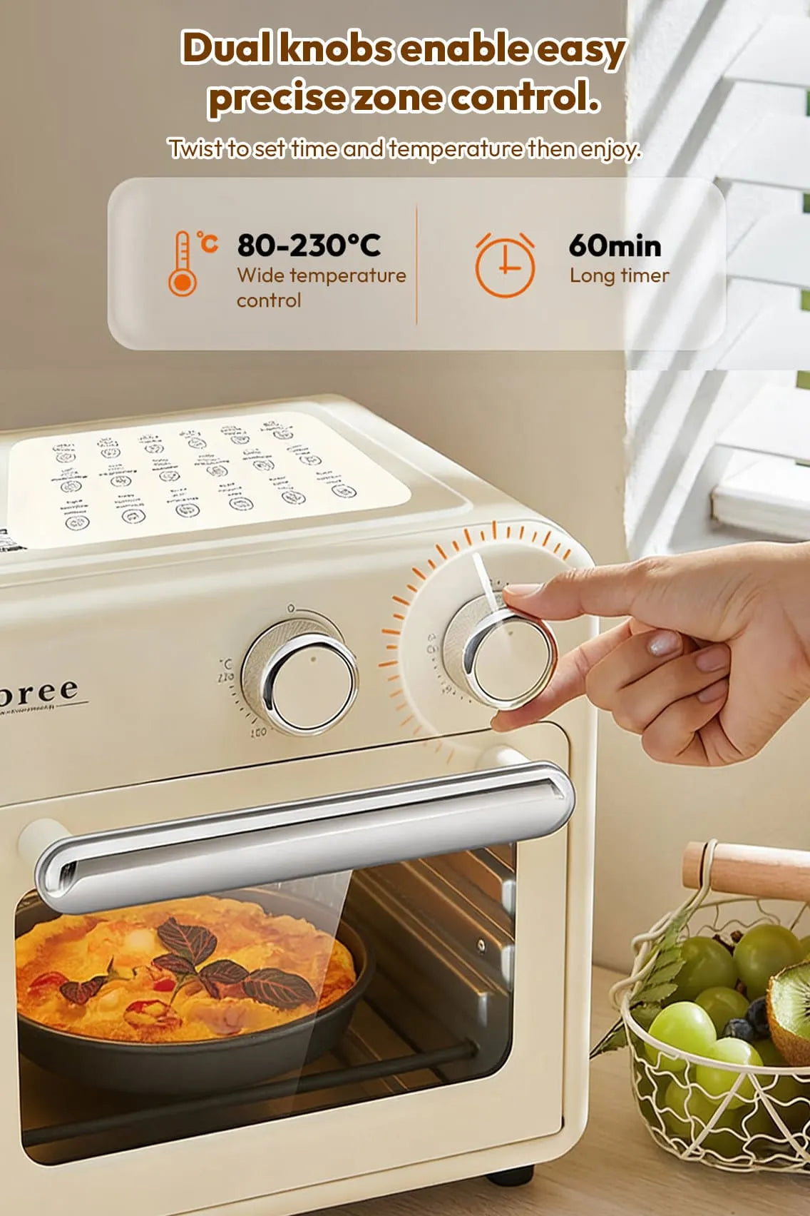 Toree 12L Air Fryer Oven 1000W with 360° Hot Air Circulation, Energy Efficient OTG & Electric Tandoor