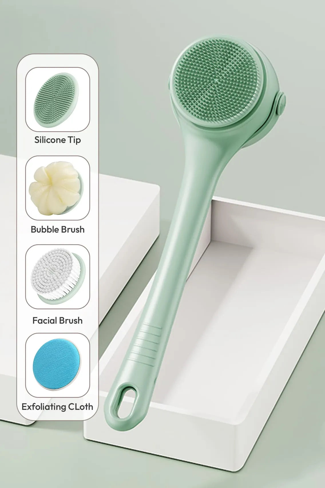 Electric Bath Brush for Body & Face Cleansing Brush with Long Handle – Rechargeable Exfoliating Shower Tool