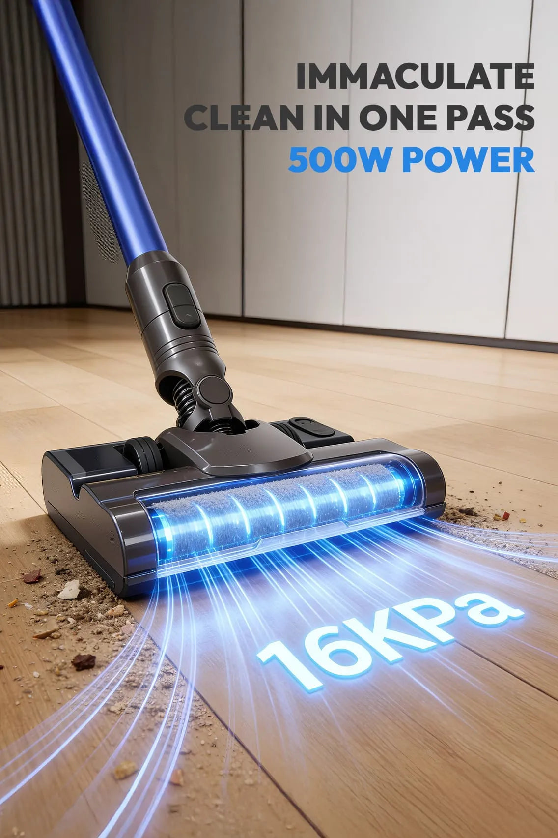 Toree 4 in 1 Handheld Vacuum Cleaner 16kPa Suction 500W Power Anti Tangle Brush LED Floor Cleaner