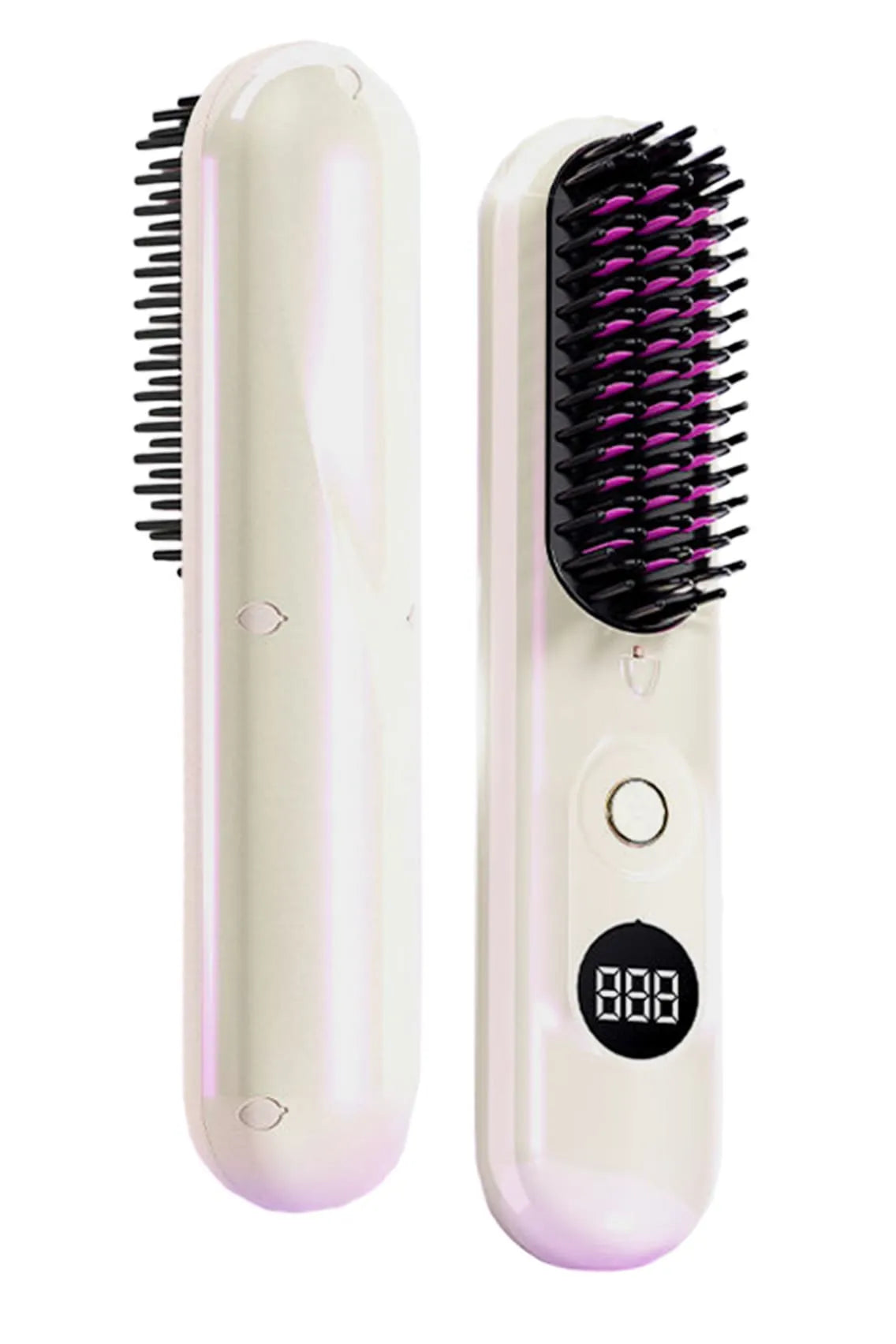 Portable Comb - Wireless Hair Straightening Comb with 200 Million Negative Ions – Anti-Frizz Ionic Brush, Fast 3-Minute Styling, LCD Display, 6 Heat Settings, Portable & Rechargeable (4000mAh)