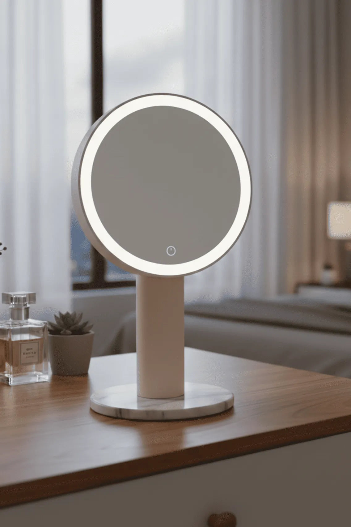 Toree Premium LED Smart Makeup Mirror | 360° Ring Light, Touch Dimming, Adjustable 0–90° Angle, 2400mAh Rechargeable, True Color HD Reflection