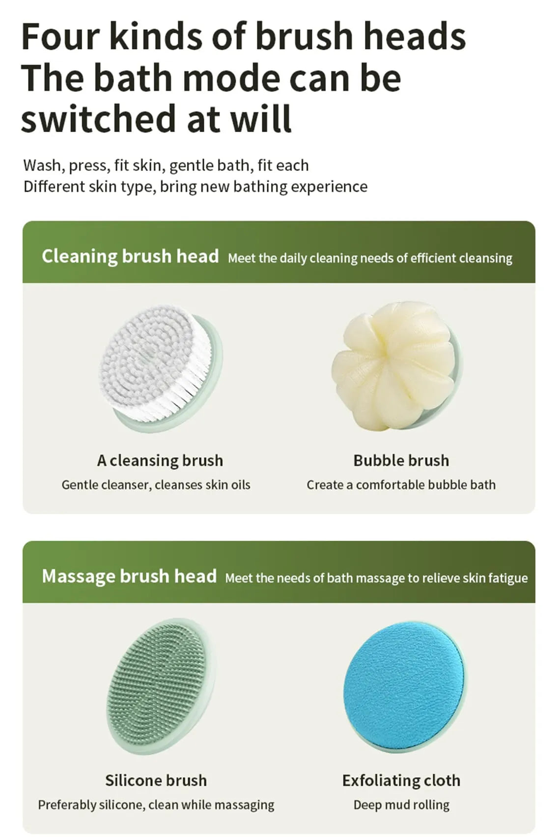 Electric Bath Brush for Body & Face Cleansing Brush with Long Handle – Rechargeable Exfoliating Shower Tool
