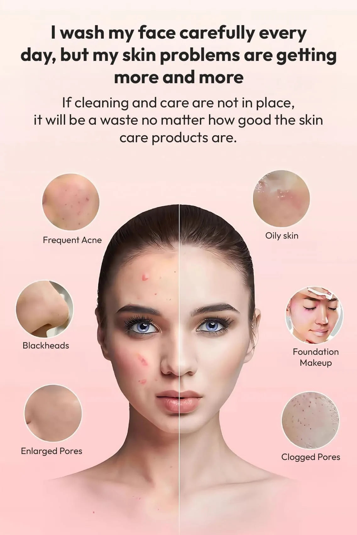 2-in-1 Electric Silicone Facial Cleansing Brush & Massager with Heating & Cooling Therapy for Deep Pore Cleaning