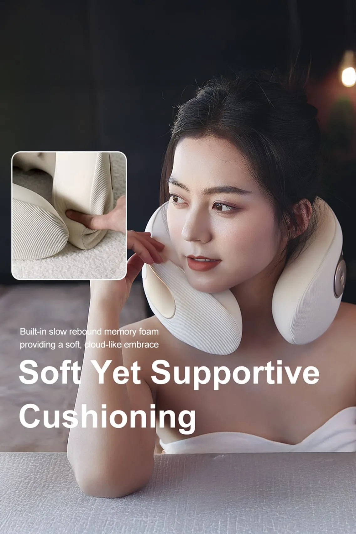 Heated Smart Neck Massage Pillow with Vibration & Memory Foam – Portable Relief for Pain, Tension & Travel Comfort