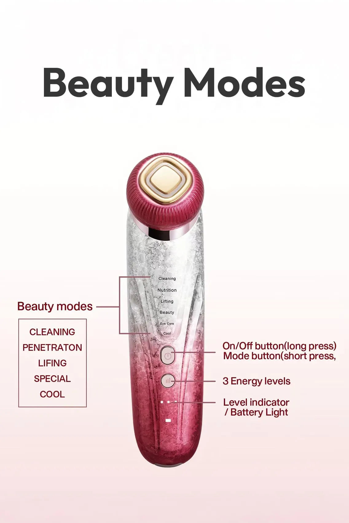 7-in-1 Facial Lifting Device with LED Light, Cooling, Lifting & Eye Care for Anti-Aging & Deep Skin Rejuvenation