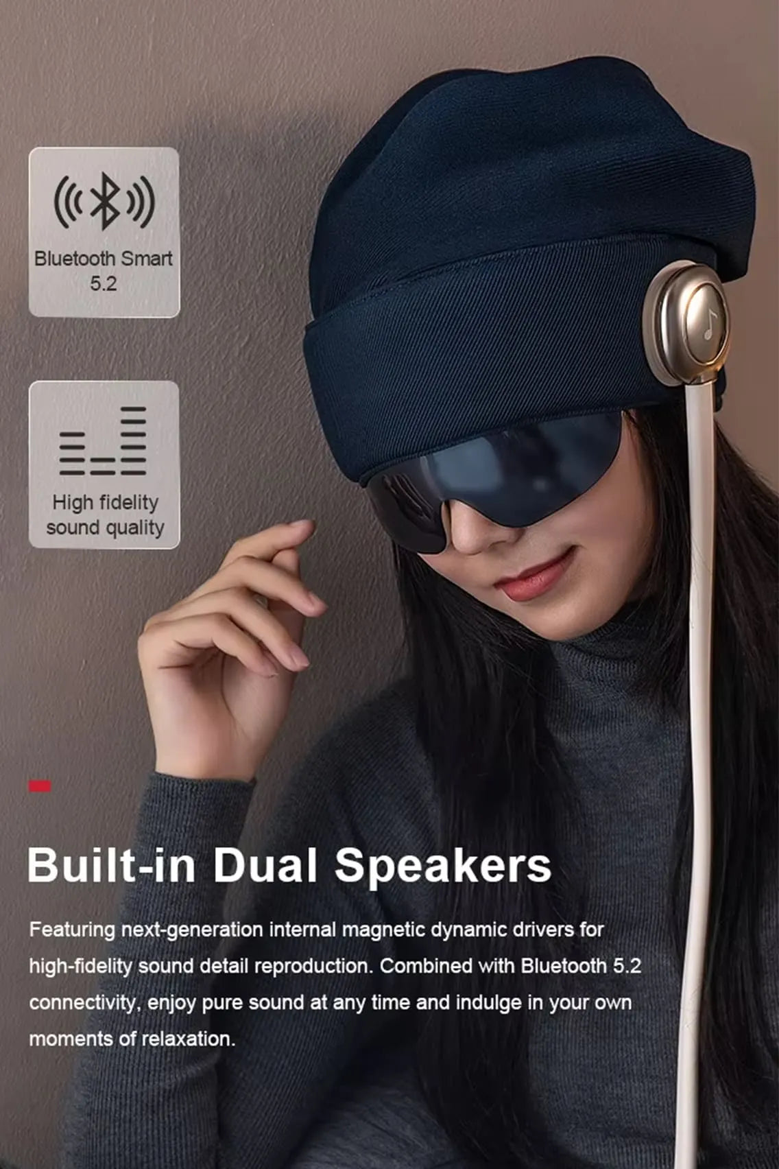 Smart Music Therapy Sleep Headgear with Eye Mask – Relaxation Cap for Stress Relief, Deep Sleep & Mood Enhancement