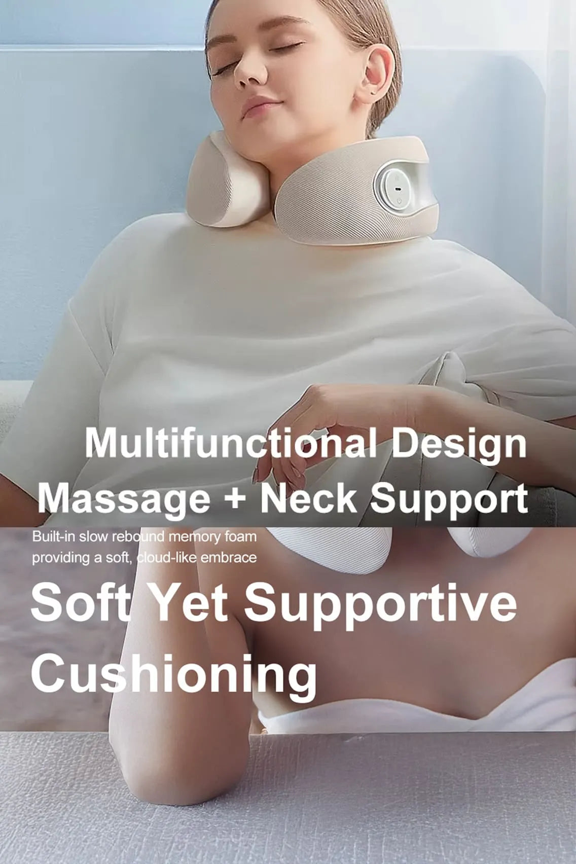 Heated Smart Neck Massage Pillow with Vibration & Memory Foam – Portable Relief for Pain, Tension & Travel Comfort