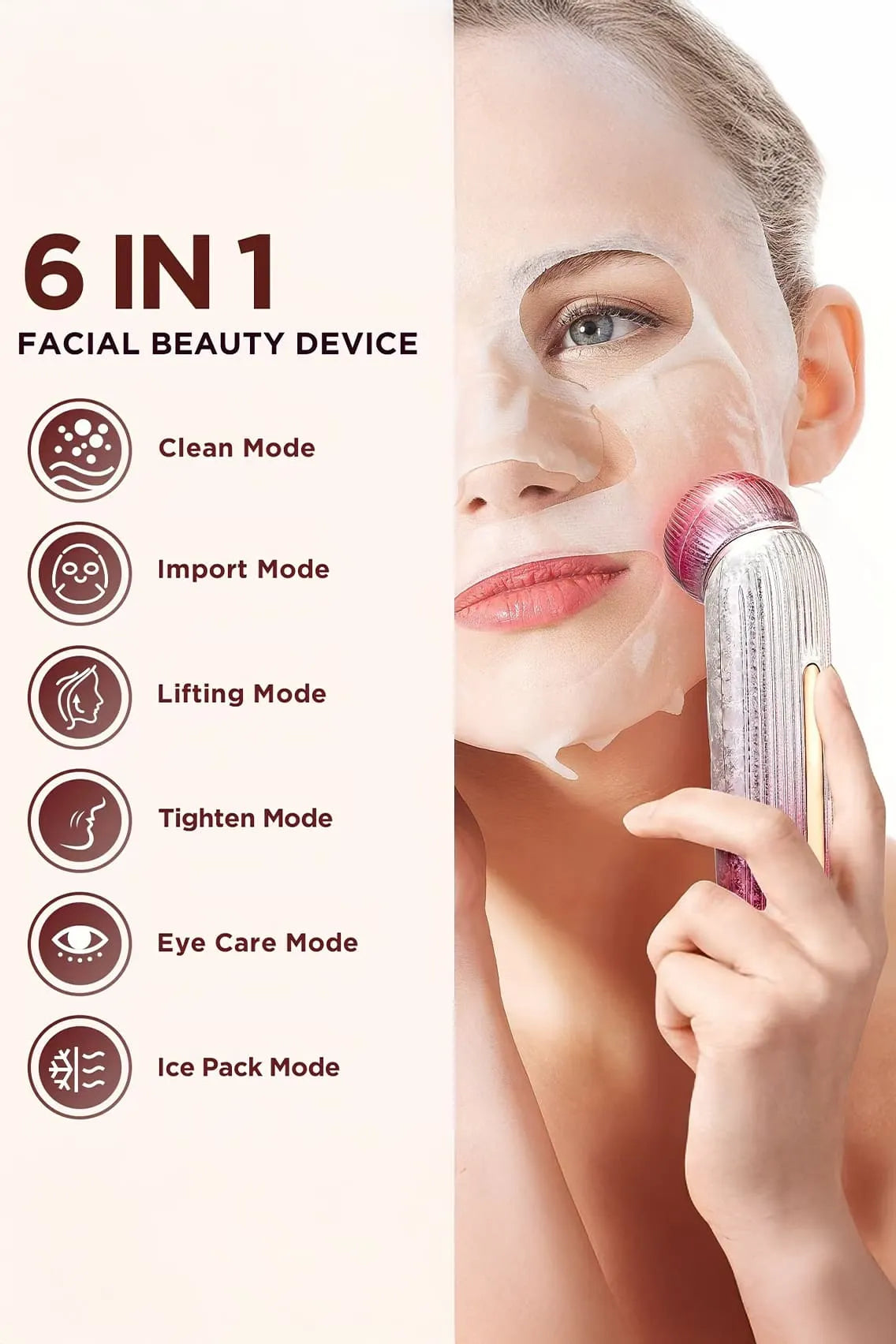 7-in-1 Facial Lifting Device with LED Light, Cooling, Lifting & Eye Care for Anti-Aging & Deep Skin Rejuvenation