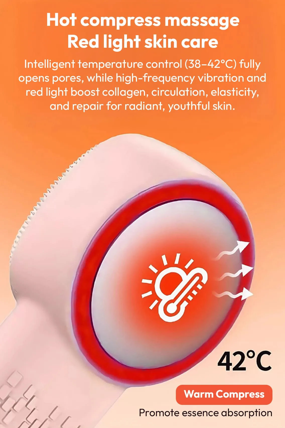 2-in-1 Electric Silicone Facial Cleansing Brush & Massager with Heating & Cooling Therapy for Deep Pore Cleaning