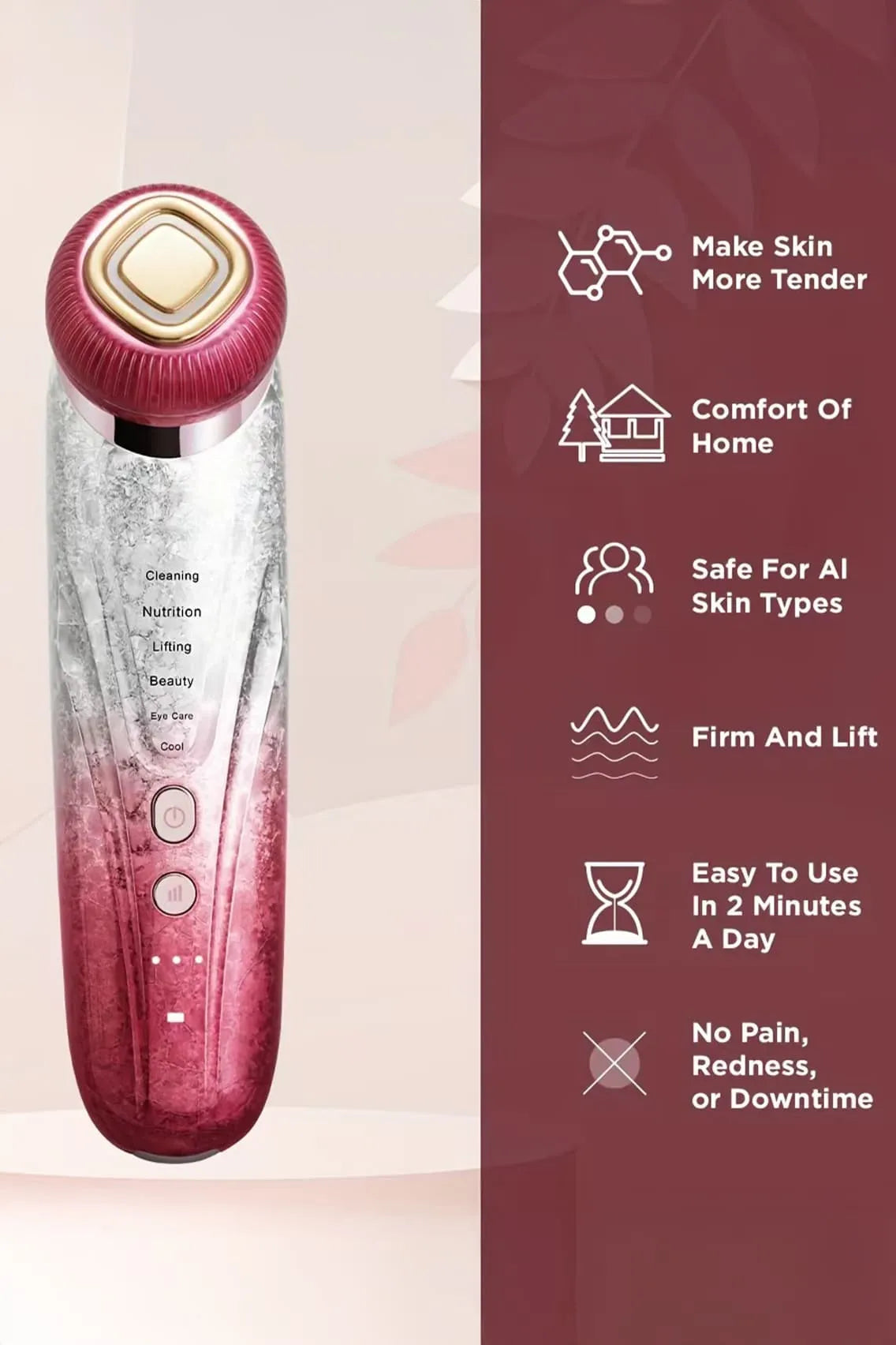 7-in-1 Facial Lifting Device with LED Light, Cooling, Lifting & Eye Care for Anti-Aging & Deep Skin Rejuvenation