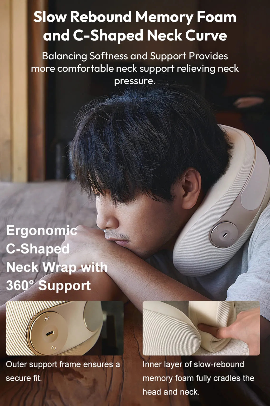 Heated Smart Neck Massage Pillow with Vibration & Memory Foam – Portable Relief for Pain, Tension & Travel Comfort