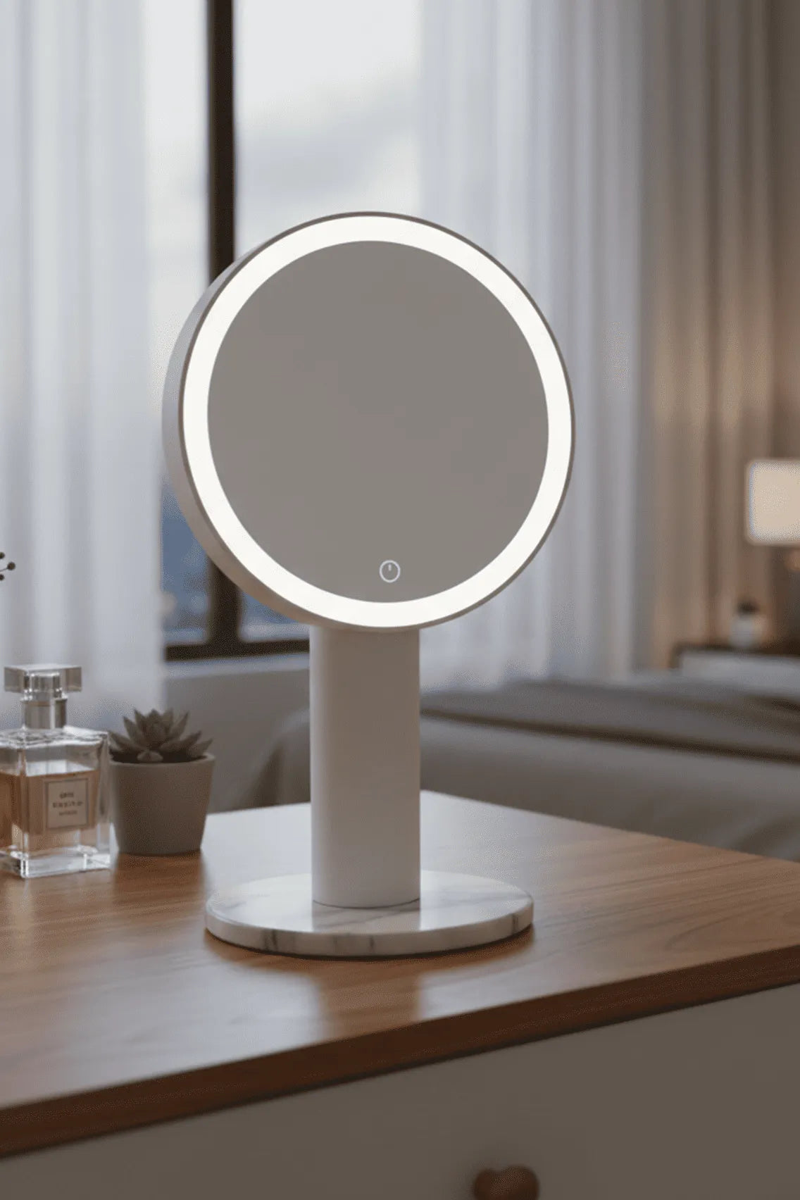 Toree Premium LED Smart Makeup Mirror | 360° Ring Light, Touch Dimming, Adjustable 0–90° Angle, 2400mAh Rechargeable, True Color HD Reflection