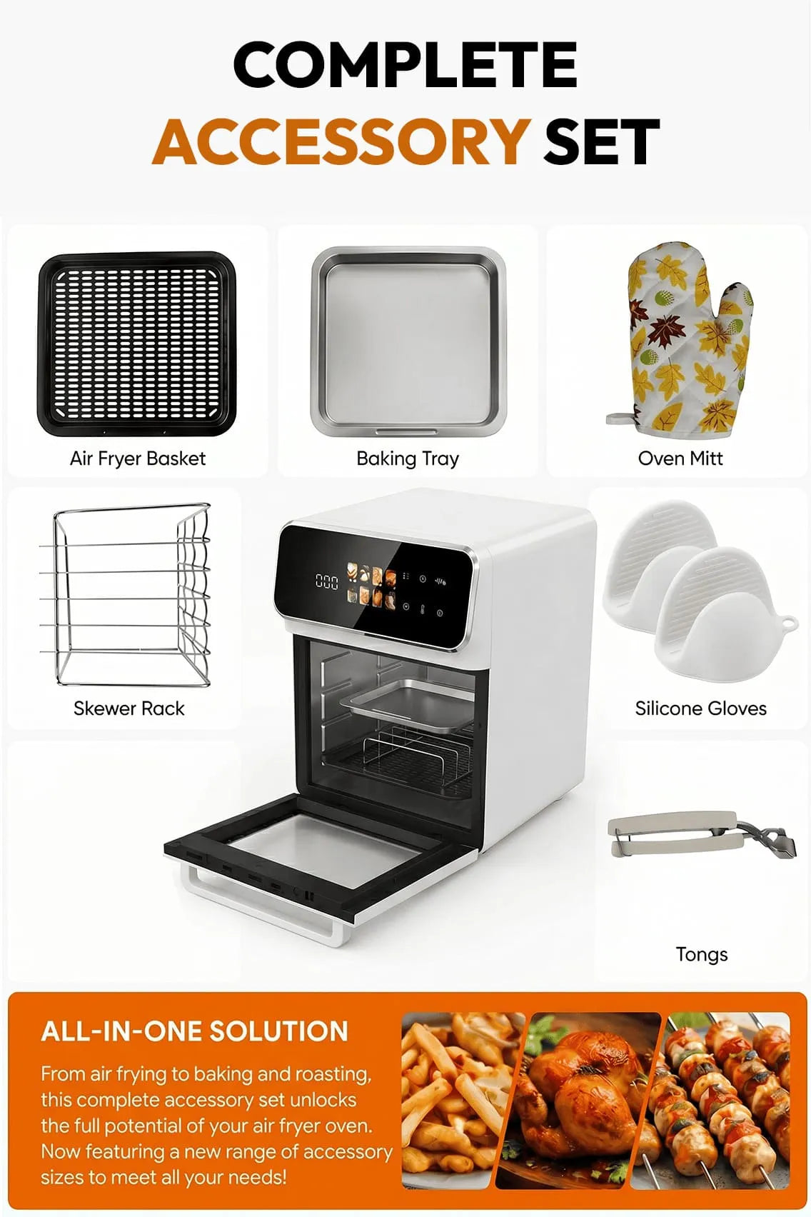 Toree Smart Air Fryer Oven – 1350W Oil-Free Digital Air Fryer with Touchscreen &amp; Multi-Function Cooking