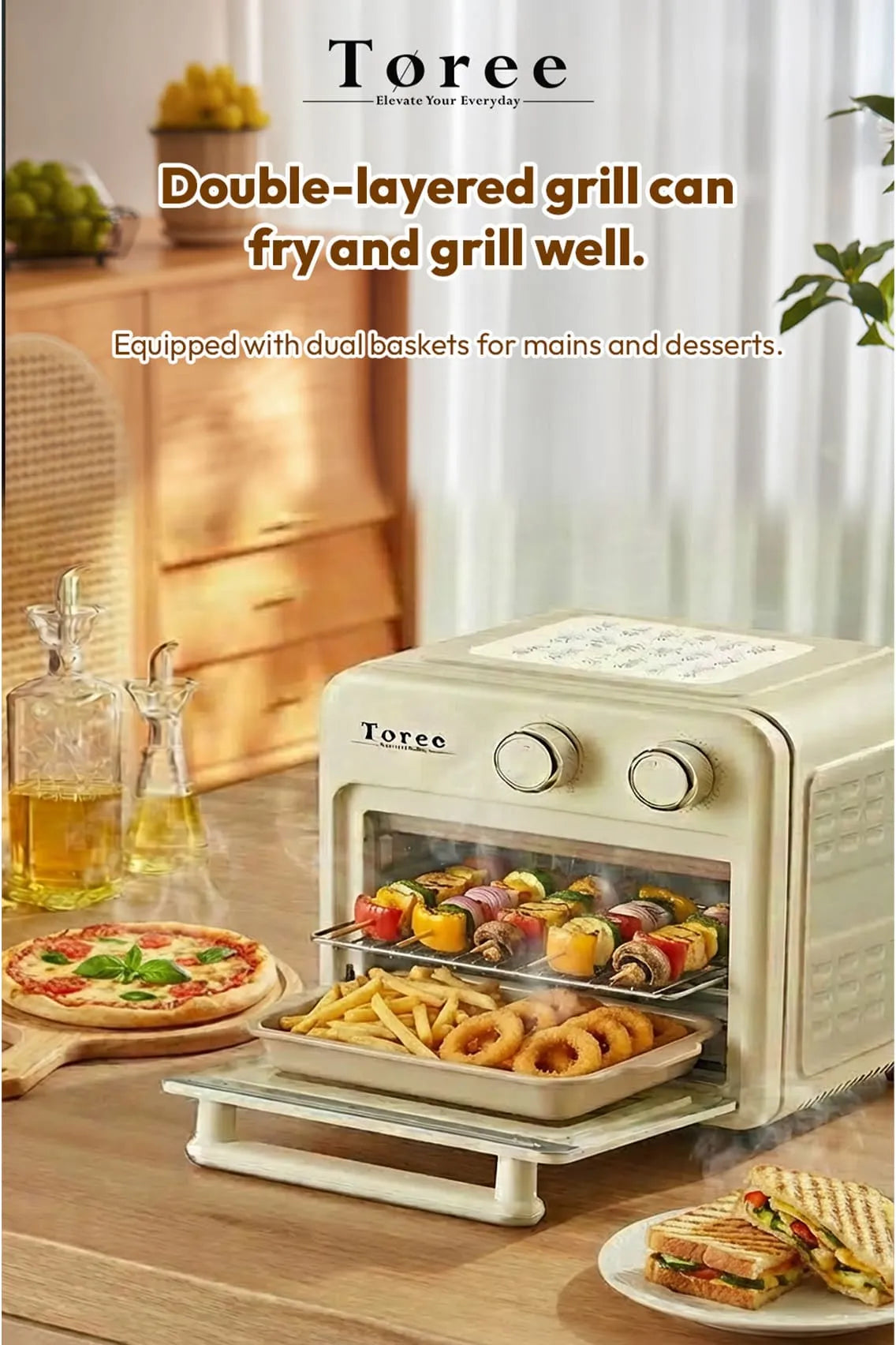 Toree 12L Air Fryer Oven 1000W with 360° Hot Air Circulation, Energy Efficient OTG & Electric Tandoor