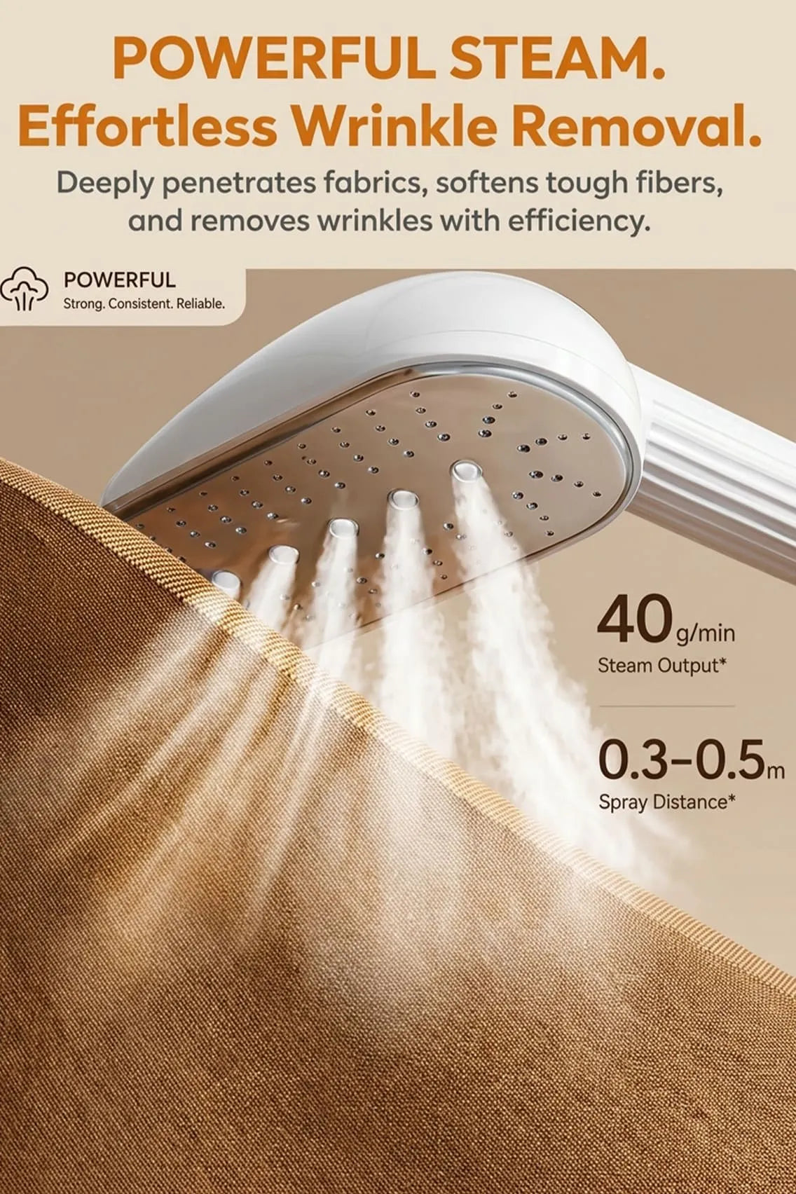 Toree Professional Garment Steamer for Clothes 2000W, 40g/min Steam Output, Standing Steam Iron with Board, 1.8L Tank & Adjustable Height - White