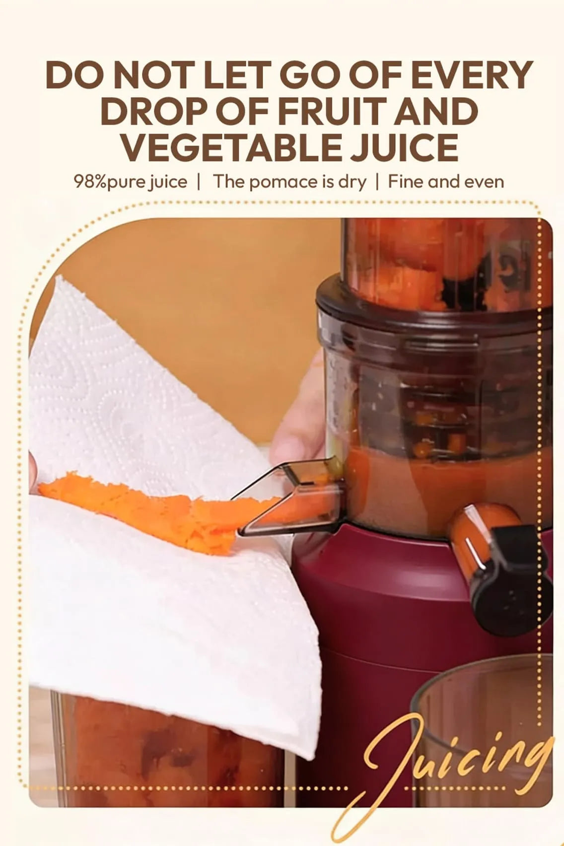 Toree Slow Masticating Juicer 148mm Large Feed Chute | Cold Press Juicer for Whole Fruits & Vegetables | High Juice Yield, Easy Clean, 300W Motor - Red