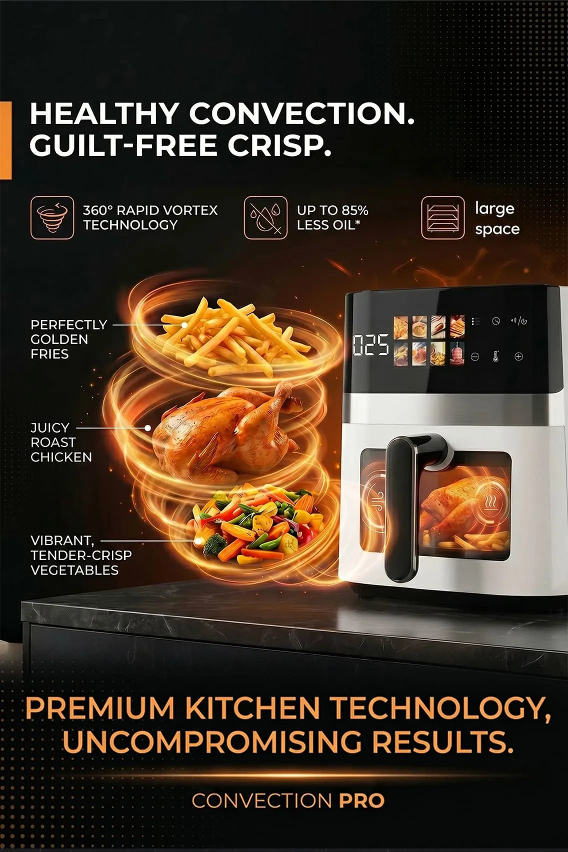 Toree Digital Air Fryer 6L with Viewing Window, 12 Presets, 1350W Rapid Heating, Oil-Free Cooking & Accessory Set