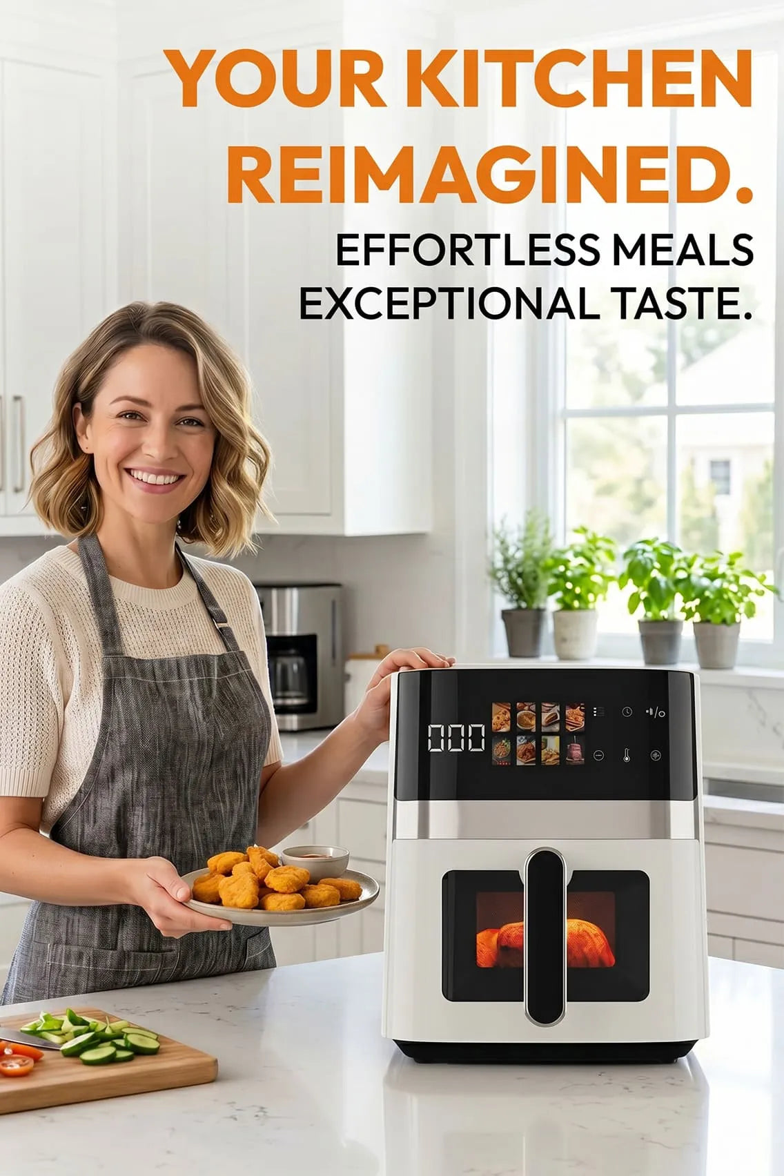 Toree Digital Air Fryer 6L with Viewing Window, 12 Presets, 1350W Rapid Heating, Oil-Free Cooking & Accessory Set