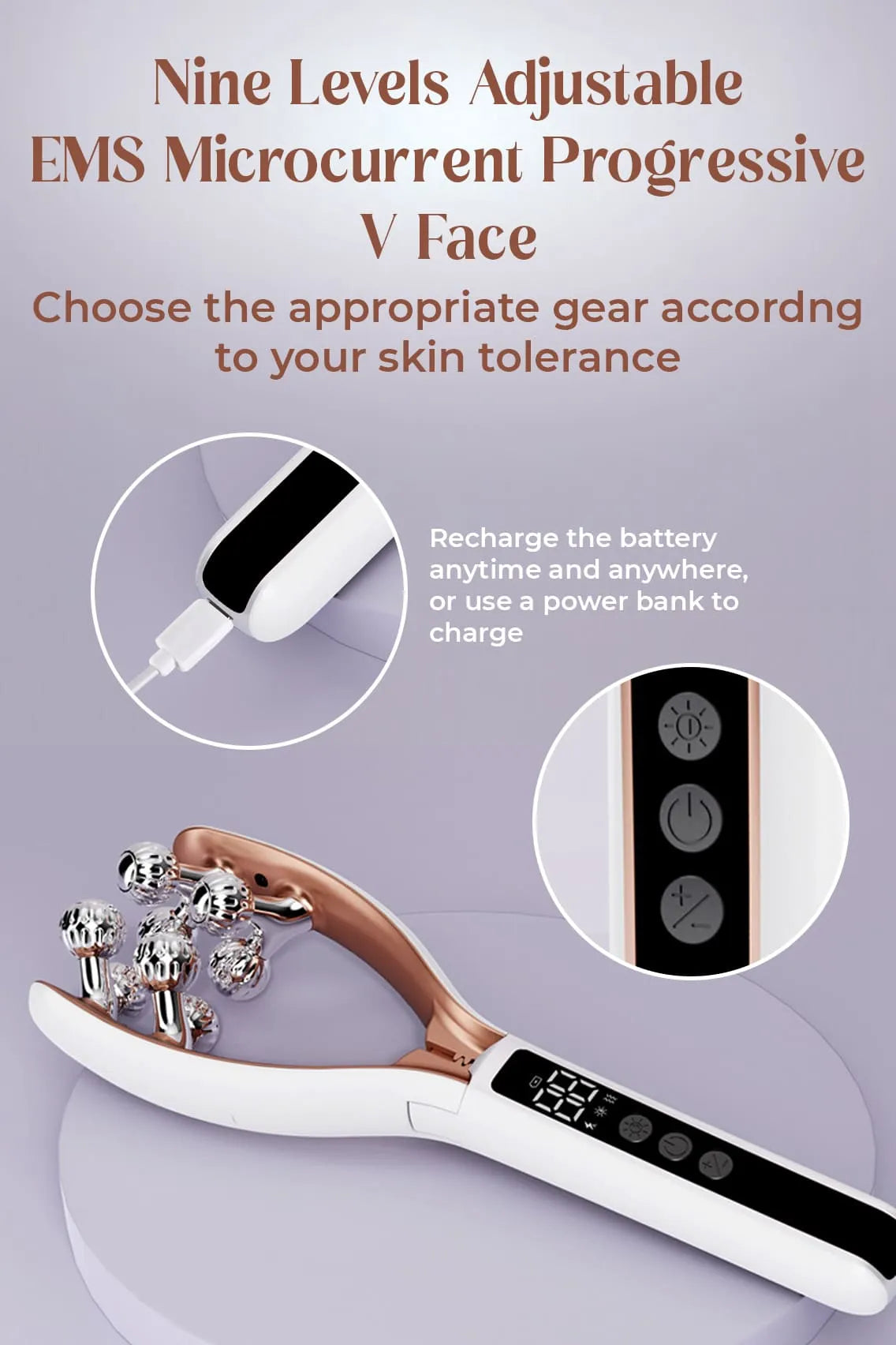 Electric 3D Face Slimming Roller Massager – Rechargeable Lifting & Tightening Device for Face, Neck & Body Massage