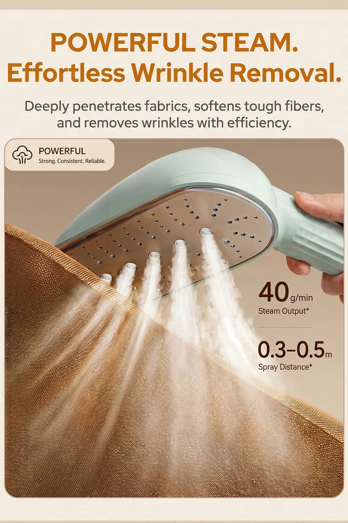 Toree Professional Garment Steamer for Clothes 2000W, 40g/min Steam Output, Standing Steam Iron with Board, 1.8L Tank & Adjustable Height - Green