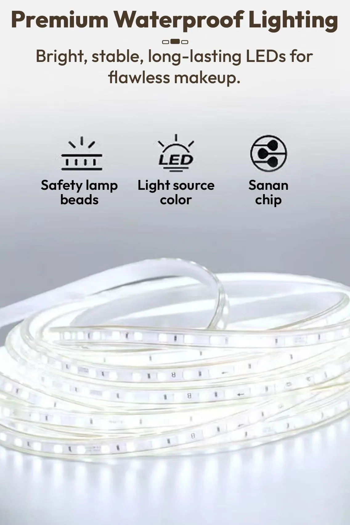 Toree HD LED Round Makeup Mirror with Touch Control, 3 Light Modes, Adjustable Brightness, Explosion-Proof Glass, 45cm Vanity Mirror