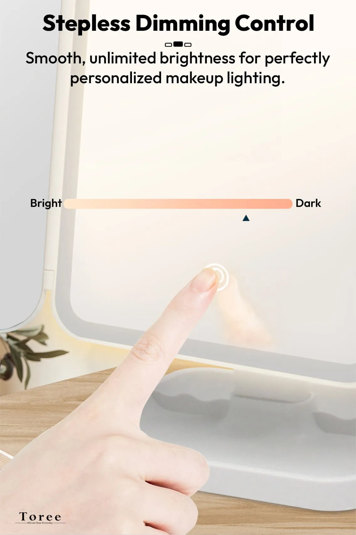 Toree LED Tri-Fold Makeup Mirror with 52 High-CRI Lights | 3-Color Lighting Modes, Stepless Dimming, 2000mAh Rechargeable Battery, 270° Shadow-Free Design, Smart Storage Base