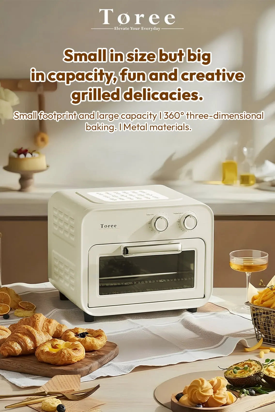 Toree 12L Air Fryer Oven 1000W with 360° Hot Air Circulation, Energy Efficient OTG & Electric Tandoor